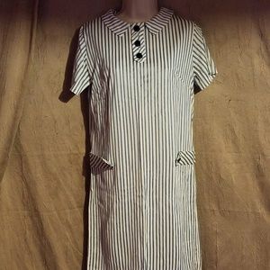 "a celebrity" Vintage Blue & White Striped Dress